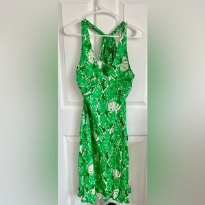 Rare Vintage Michael Kors Halter Leaf print Dress. Size 14.